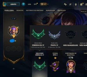 [Conta Lol] Esmeralda 4 - LVL 77 - League of Legends