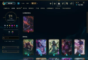 Bronze 3 com 90 Champs e 21 Skins - League of Legends LOL