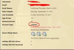 CONTA LEGEND - Adventure Quest World AQW