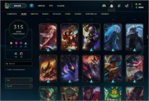 Conta prata 1 com TODOS os champs e 315 skins +1 Prestigio - League of Legends LOL