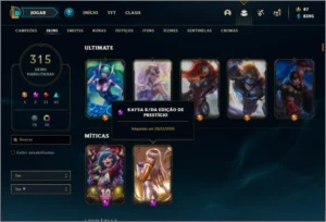 Conta prata 1 com TODOS os champs e 315 skins +1 Prestigio - League of Legends LOL