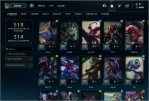 Conta prata 1 com TODOS os champs e 315 skins +1 Prestigio - League of Legends LOL