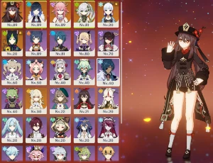 Ar55 Hutao C1+Báculo De Homa +Yelan +Yaemiko +Nahida +Ayaka - Genshin Impact