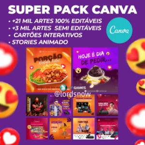 Pack Canva: +21 Mil Artes Editáveis + Cartões Interativos - Outros