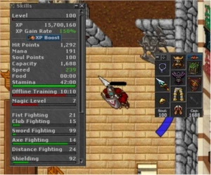 ASTERA > EK lvl 100 skill 99 + 13 personagens treinados - Tibia