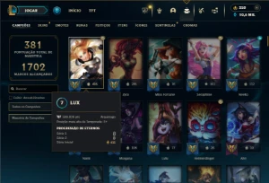 Bronze 4 com 150 Champs e 168 Skins ( MAIN SUP ) - League of Legends LOL