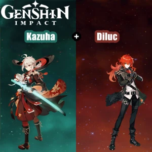 Conta Genshin Impact AR 7 com Kazuha e Diluc ⭐