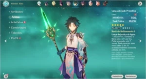 Conta AR 43 Xiao + Lança jade, Zhongli, Diluc e Mona - Genshin Impact