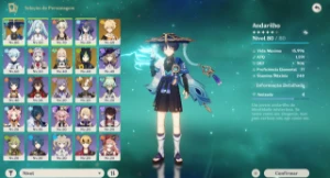 Ar 45 - Andarilho + Arma Assinatura + Tighnari + Keging E + - Genshin Impact