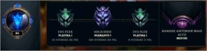 Conta atualmente d1 60 pdl e com borda de mestre pra toda s9 - League of Legends LOL