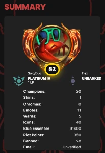 Conta Platina 4 69.7% de winrate (sem email confirmado) - League of Legends: Wild Rift LOL WR