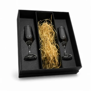 Kit com 2 Taças para Champagne e Caixa - Artesanato e Personalizados