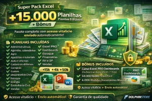 Super Pack Excel +15.000 Planilhas Prontas Editáveis + Bônus - Planilhas e Dashboards