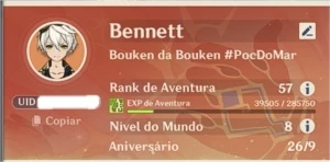 Conta Genshin Impact, AR 57, 5*(10 personagens) 4* (Todos)