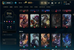 Unranked com TODOS os champs e 256 Skins ( JG / MID / TOP ) - League of Legends LOL