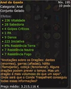 Anel da Geada EXO PA - Helioboros - Dofus