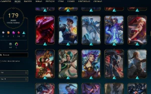 Esmeralda 4 com TODOS os champs e 179 skins mmr diamante - League of Legends LOL