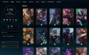 Esmeralda 4 com TODOS os champs e 179 skins mmr diamante - League of Legends LOL