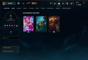 Ouro 2 com 60 Champs e 3 Skins - League of Legends LOL