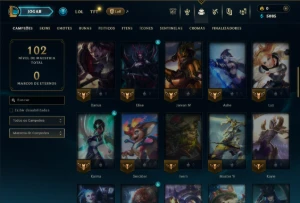 Ouro 2 com 60 Champs e 3 Skins - League of Legends LOL