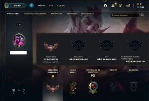 Conta bronze 2 com 14 Skins e 35 Champs + 8 Espolios - League of Legends LOL