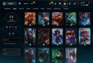 Platina 2 com 80 Champs e 58 Skins + 1 Mitica da Vayne - League of Legends LOL