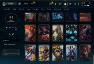 Platina 2 com 80 Champs e 58 Skins + 1 Mitica da Vayne - League of Legends LOL