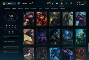 Platina 2 com 80 Champs e 58 Skins + 1 Mitica da Vayne - League of Legends LOL
