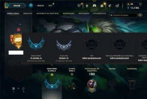 Platina 2 com 80 Champs e 58 Skins + 1 Mitica da Vayne - League of Legends LOL