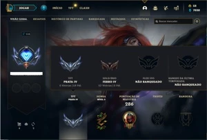 Conta Ferro 4 com 150 Champs e 159 Skins + 1 Prestigios - League of Legends LOL