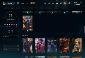 Unranked com 140 Champs e 71 Skins ( ADC / SUP / MID / JG ) - League of Legends LOL