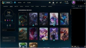 conta league of legends platina,70 skins LOL