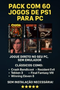 🎮 Pack Com 60 Jogos De Ps1 Para Pc – Pronto Pra Jogar! Rele - Others