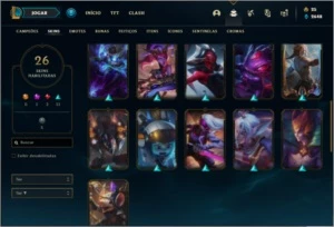 Conta ouro 1 com 26 skins e 61 champs + Passe ativo. - League of Legends LOL
