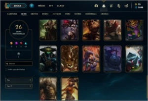 Conta ouro 1 com 26 skins e 61 champs + Passe ativo. - League of Legends LOL