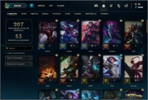 Conta ouro 1 com 26 skins e 61 champs + Passe ativo. - League of Legends LOL