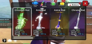 Conta FISH IT Com Ghostfinn Rod + Ares Rod + Astral Rod - Roblox