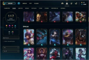 Conta diamante 4 com 150 champs, 117 skins ( MAIN ADC / MID) - League of Legends LOL