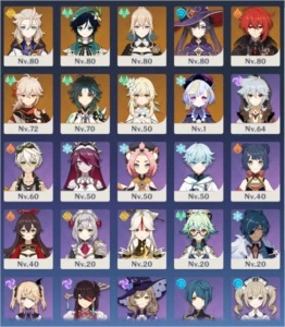 Genshin Impact - Ar50 Diluc+xiao+Kazuha+Mona+venti+Albedo+qq
