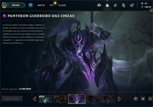 CONTA DE LEAGUE OF LEGENDS P3-PANTHEON GUERREIRO DAS CINZAS LOL