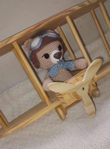Enfeite para Porta Maternidade Urso Aviador - Artesanato e Personalizados