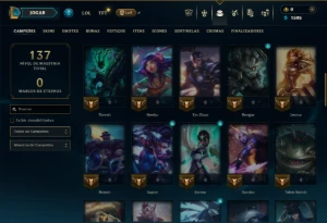 Platina 4 com 60 Champs e 12 Skins - League of Legends LOL