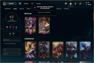 Conta prata 2 com 89 champ e 63 skin +1 Prestigio + 80 Ponto - League of Legends LOL