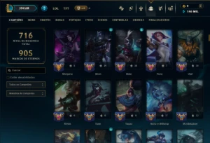 Ouro 4 com TODOS os Champs e 164 Skins( JG / TOP / SUP ) - League of Legends LOL