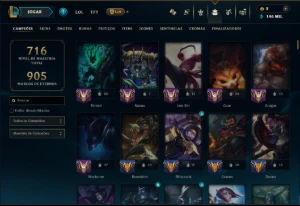 Ouro 4 com TODOS os Champs e 164 Skins( JG / TOP / SUP ) - League of Legends LOL