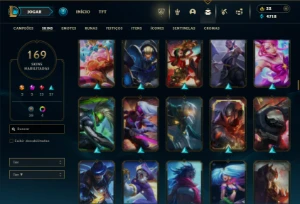 Platina 4 com TODOS os champs e 169 Skins + 2 Prestigios - League of Legends LOL