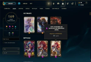 Platina 4 com TODOS os champs e 169 Skins + 2 Prestigios - League of Legends LOL