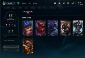 Conta De League of Legends Gold 4, 82 skins e 9 cromas. LOL