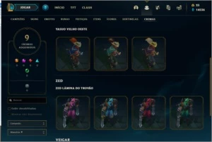 Conta De League of Legends Gold 4, 82 skins e 9 cromas. LOL