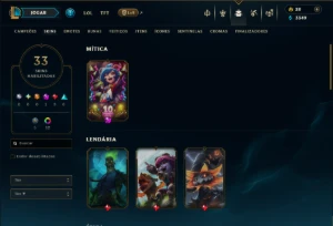 Platina 1 com 75 Champs e 33 Skins ( ADC / SUP ) - League of Legends LOL